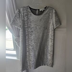 Wayf Silver Boxy Short Sleeve Dress